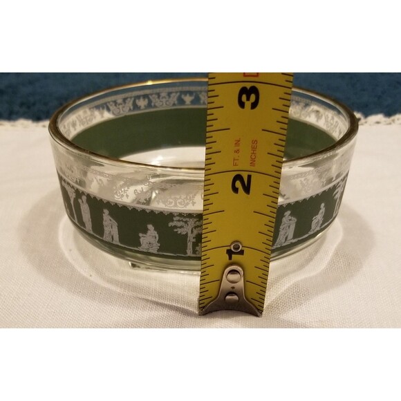 Vintage Jeannette Glass Green Hellenic Grecian Motif Fruit / Salad Bowl set of 4 - Picture 11 of 11